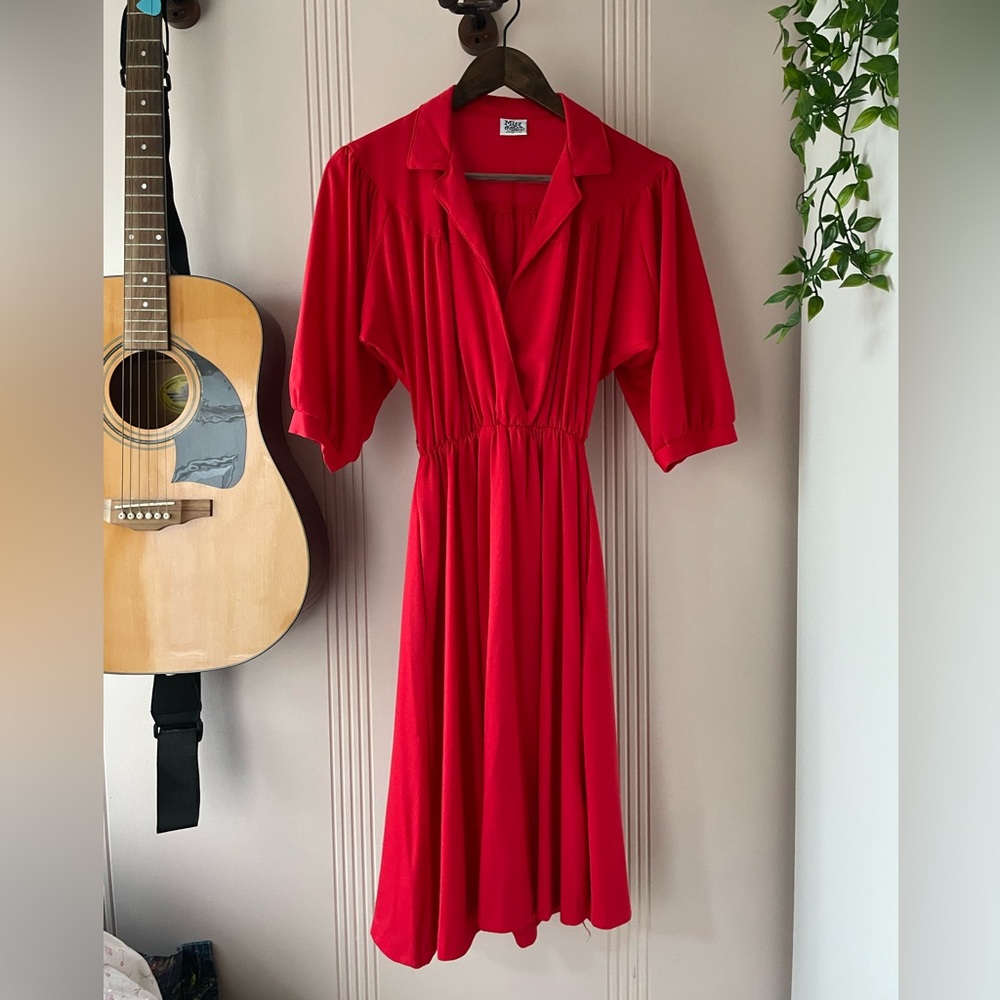Half Sleeve Wrap Collar Dress Vintage Miss Oops California